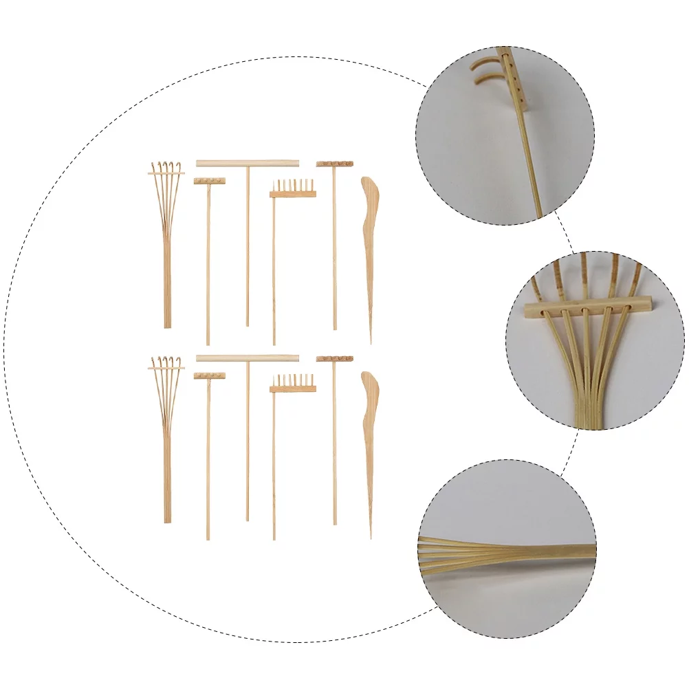 2 Sets/12pcs Zen Garden Rake Professional Tea Art Garden Sandbox Tools Kit