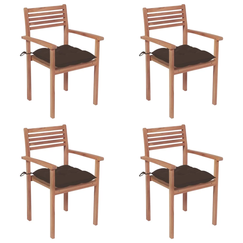 Anself Patio Chairs 4 pcs with Taupe Cushions Solid Teak Wood