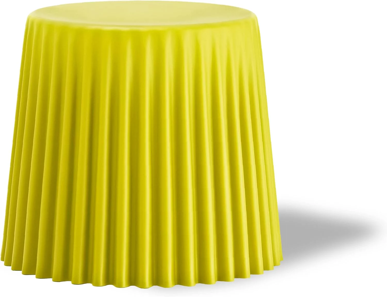 OUWI Armless Side Ottoman Indoor or Outdoor Plastic Multifunctional Dining Chair End Table, Yellow