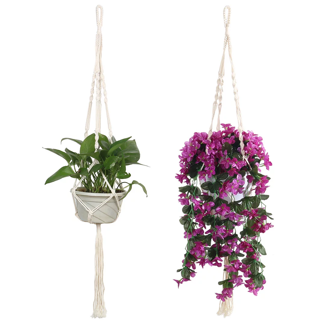 Macrame Plant Hanger Holder Wall-mounted Rope Hanging 39.4 Inch Length 2 Pcs