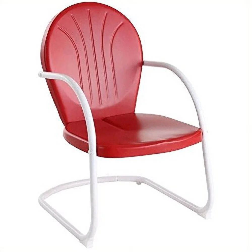Pemberly Row Outdoor Patio Sturdy Metal Chair in Red