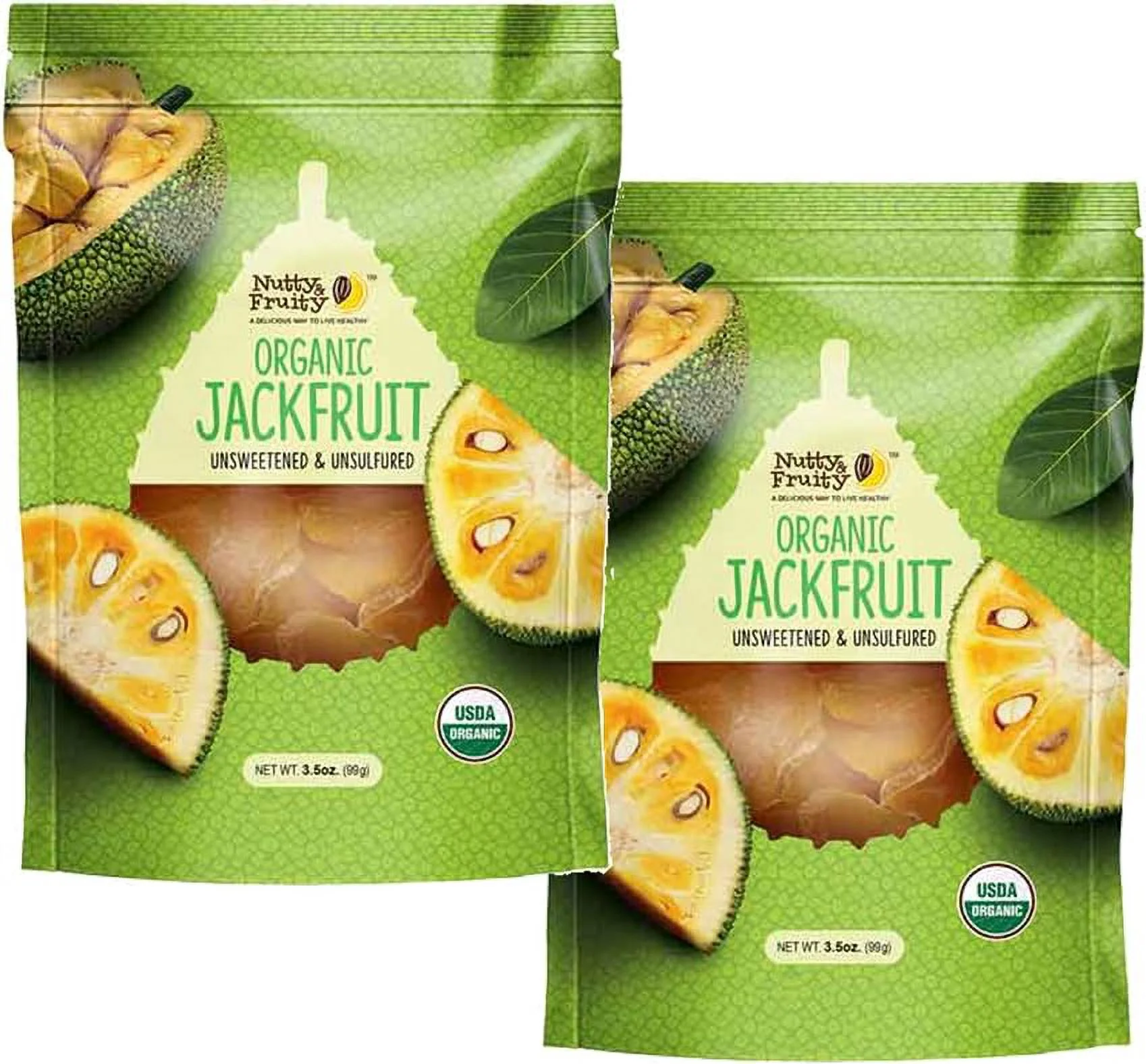 Nutty and Fruity Organic Unsweetened Jackfruit, 2-Pack 3.5 oz. (99g) Pouches