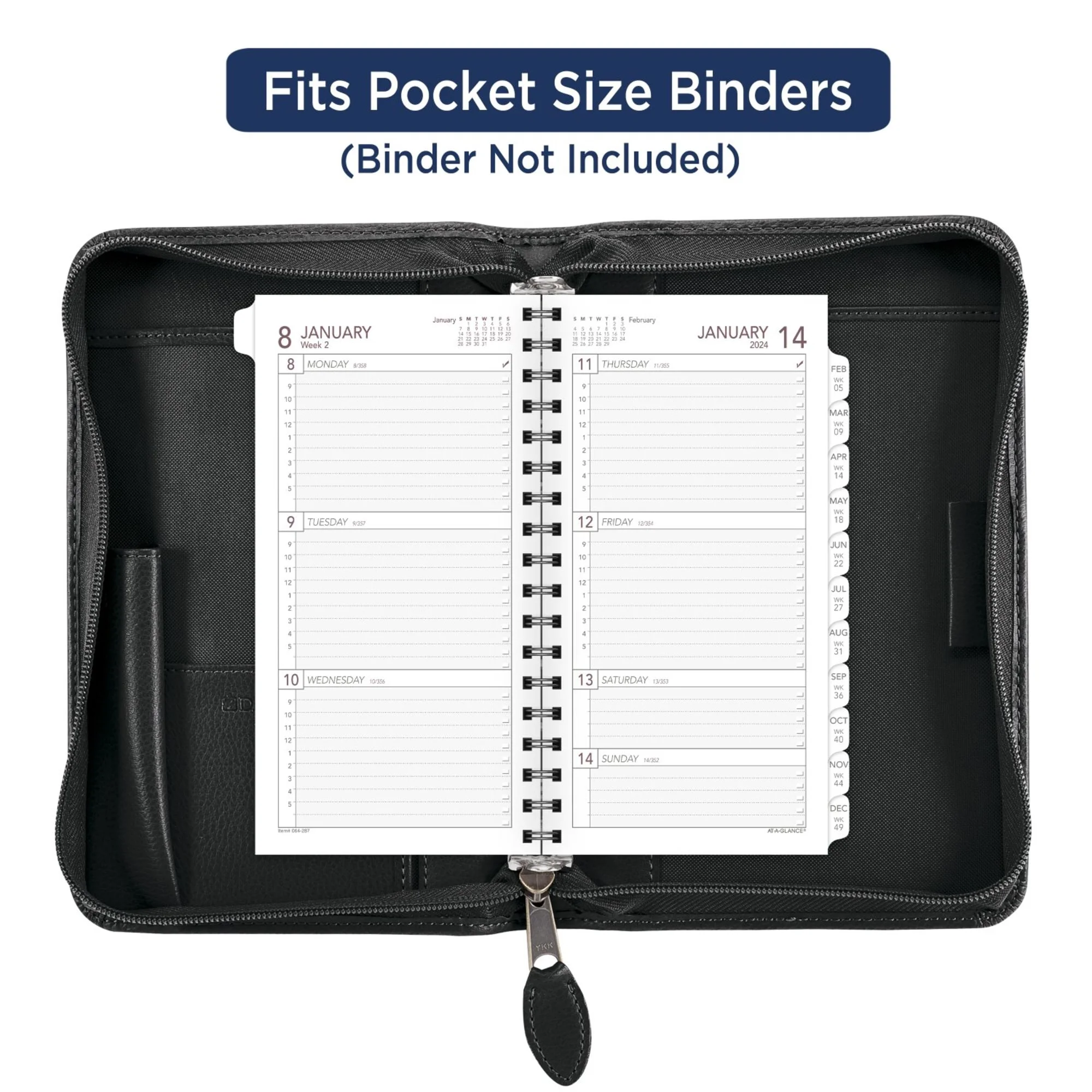 AT-A-GLANCE 2024 Weekly Planner Refill Wirebound Pocket 3 14 x 6 12 - Refillable