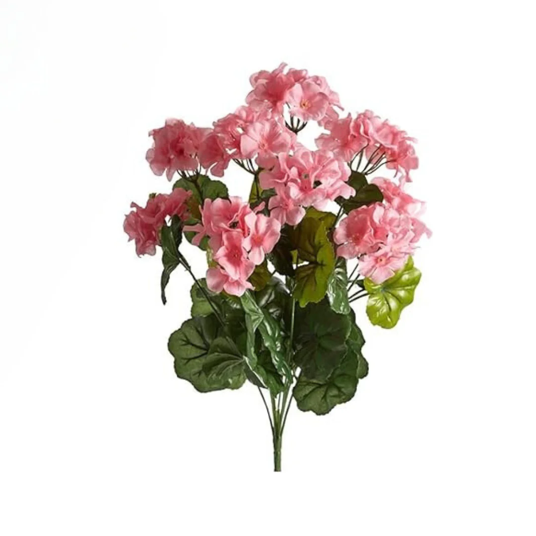 Fake Light Pink Geranium Bush  - For Indoor Spring and Summer Arrangements and Home Decor