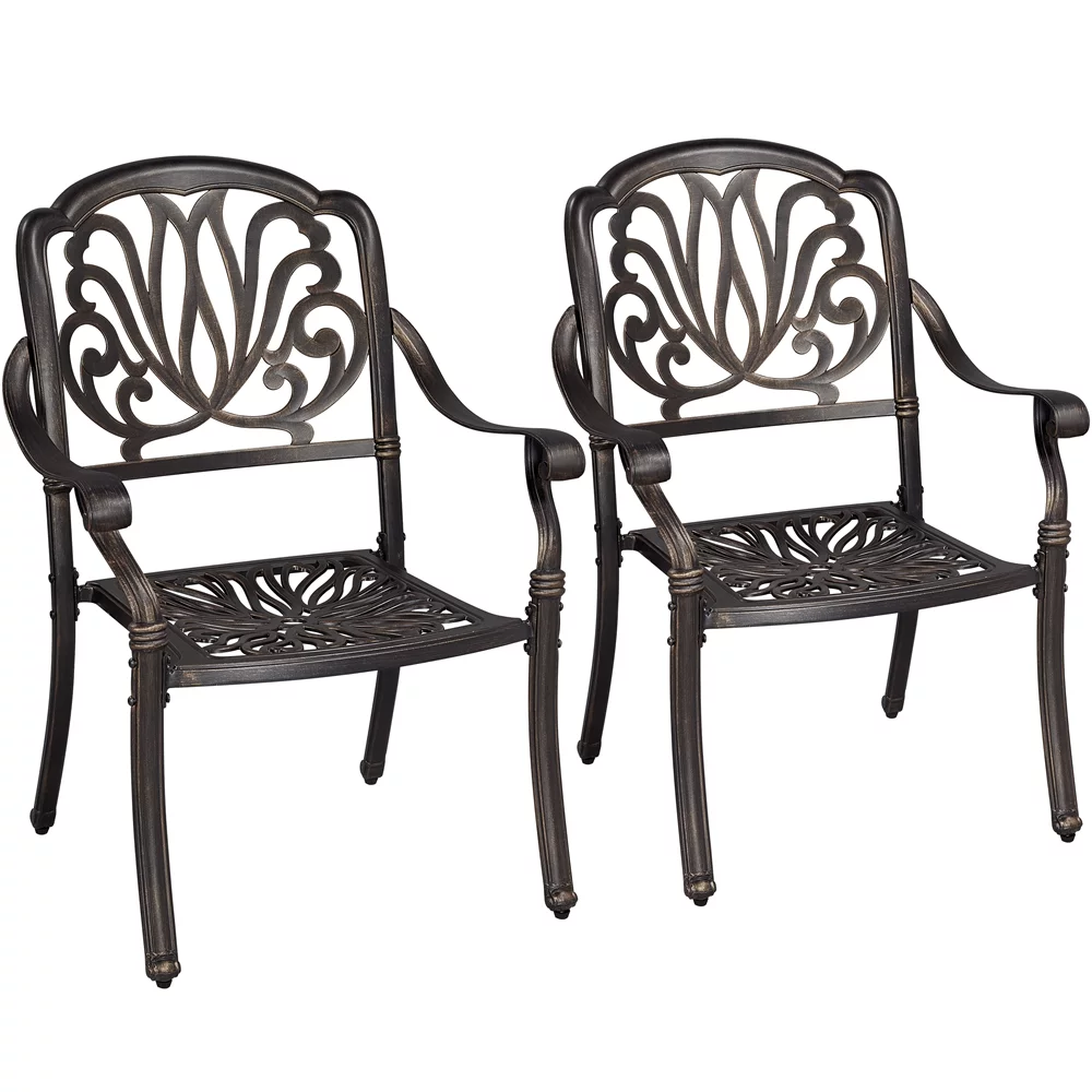 Topeakmart 2pcs Aluminium Patio Bistro Chairs Stackable Outdoor Furniture, Bronze
