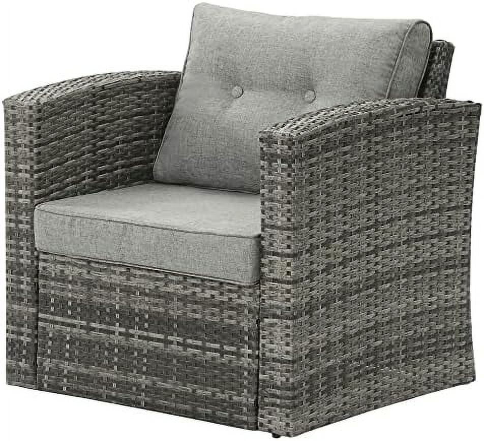 GFVCNIO Outdoor Wicker Armchairs  All Weather Patio Single Sofa Patio  Set  PE Rattan Outdoor Sectional  Patio Couch (Grey/Grey)