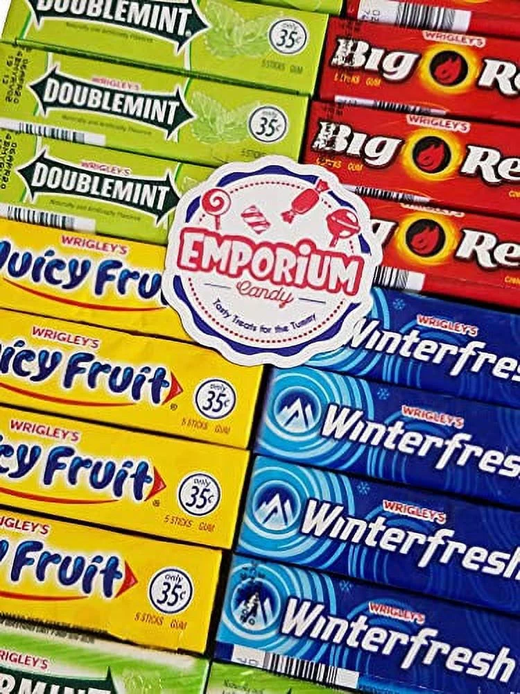 Doublemint, Spearmint, Juicy Fruit, Big Red, Winterfresh Chewing Gum - 4 Packs of Each - Fresh Variety Assortment 20 Total Packs of Gum