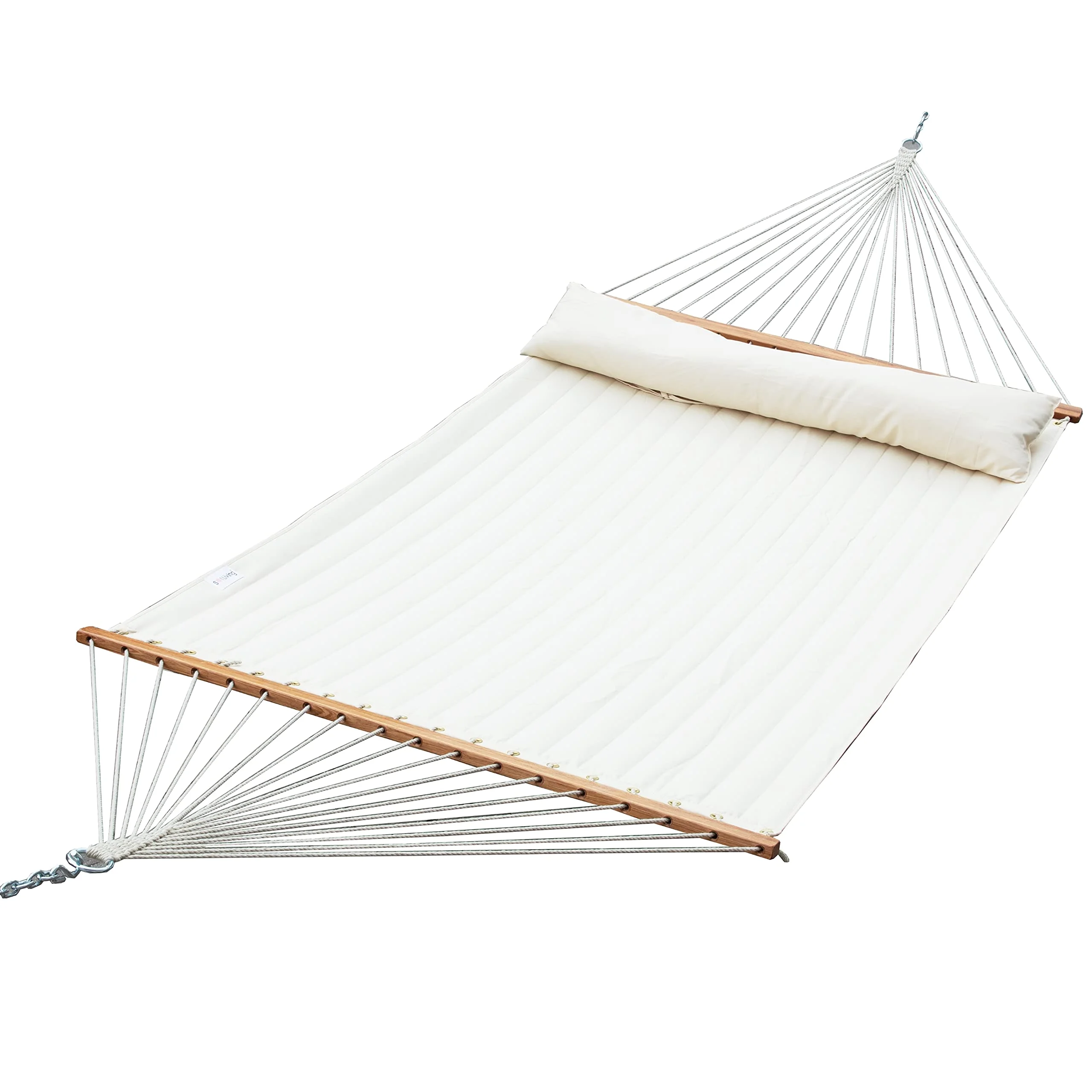 Sol Living Ceara Patio Hammock Olefin Hammock Double Hammock for Two People Outdoor Patio Swing Chair Quilted Hammock Use Inside Outside Backyard Decor Porch Swing - Cream White