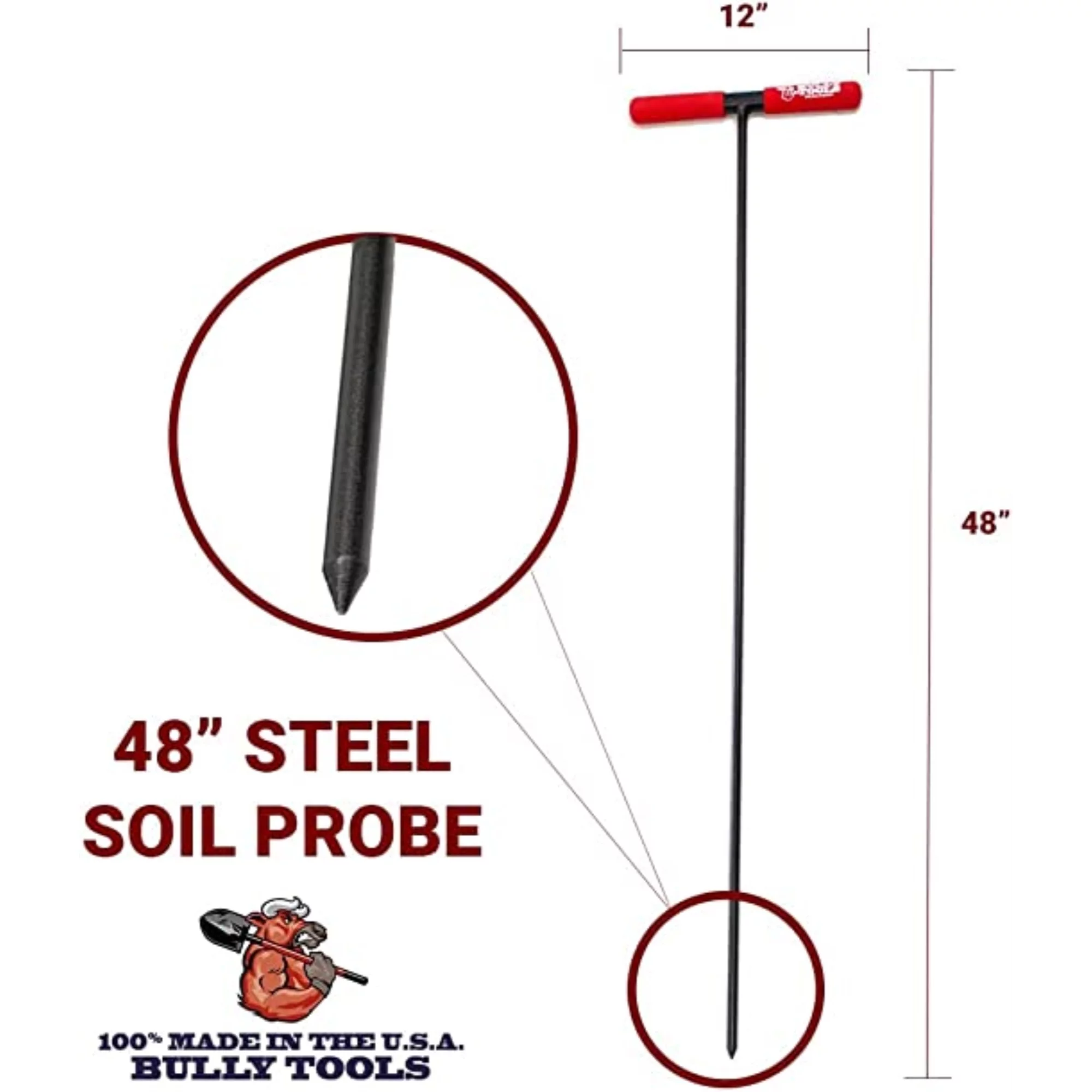 Bully Tools 99203 Steel Soil Probe with T-Style Handle, 48