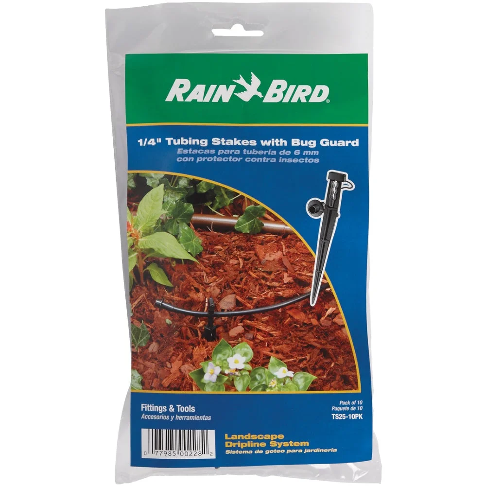 2 PK, Rain Bird TS25-10PS2-Rain Bird 1/4 In. Tubing Plastic Tubing Stake with Bug Guard (10-Pack)