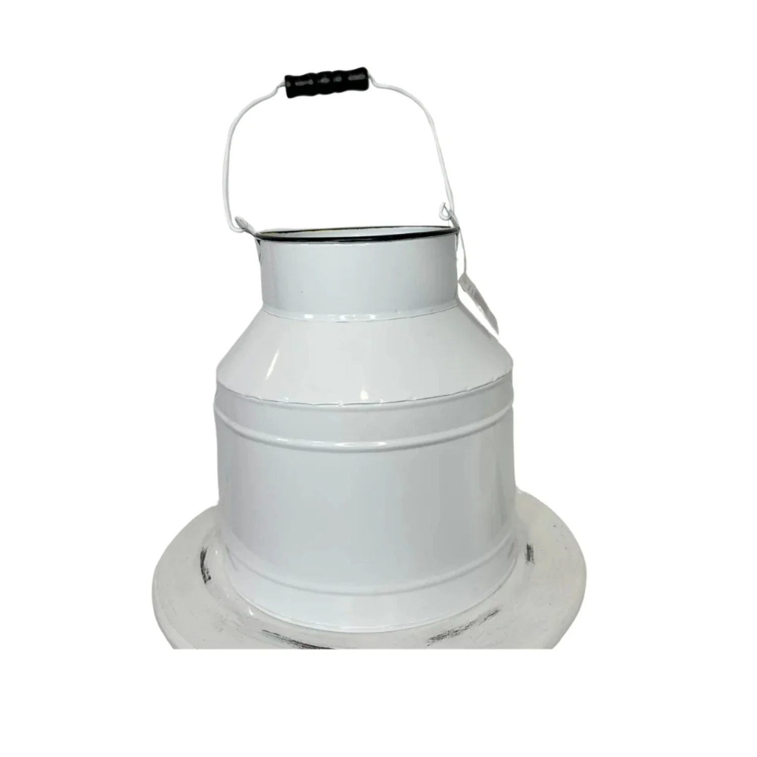 Black  White Enamel Metal Milkcan Planter - 8.5x7.5x7.5 - Rustic Farmhouse Decor - Vintage Home Decor (CTY36695-YLW)