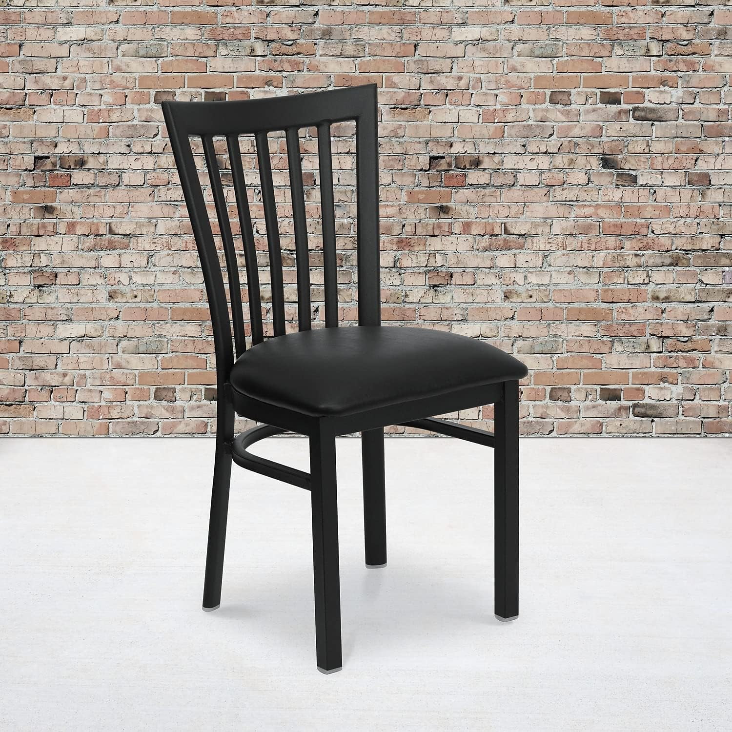 OUWI 2 Pack HERCULES Series Black School House Back Metal Restaurant Chair - Black Vinyl Seat