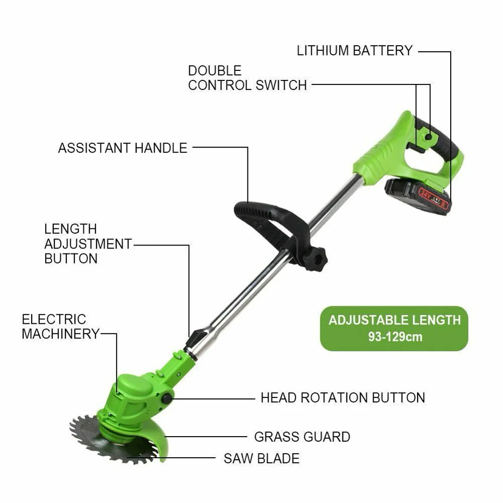 NEWCE   Handheld Weed Lawn Eater Edger Grass 24V Portable Cordless String Trimmer Cutter with 2 Battery and 3 Types Cutting Blades