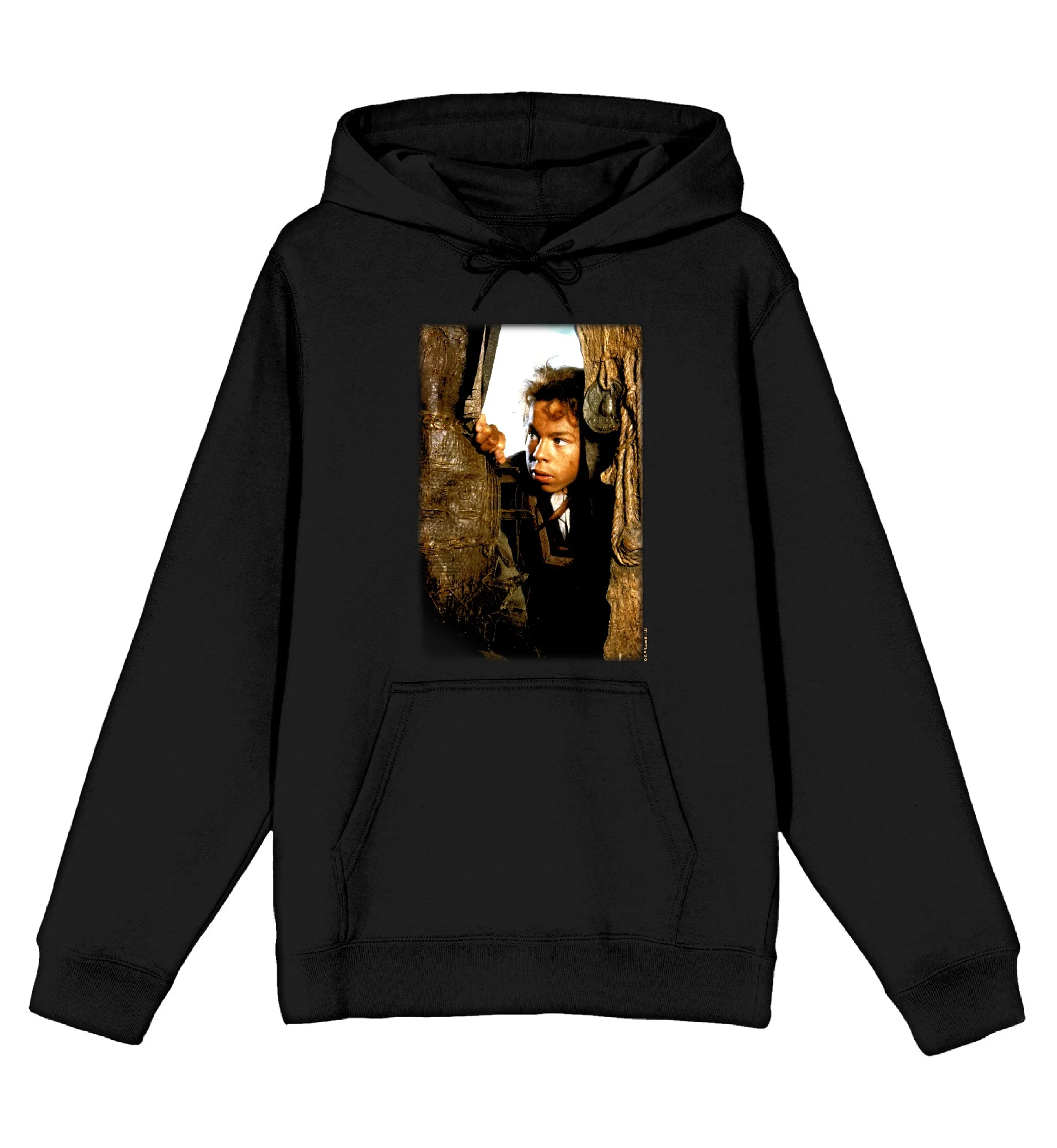 Willow Sorcerer Looking Through Curtains Adult Black Long Sleeve Hoodie-XS