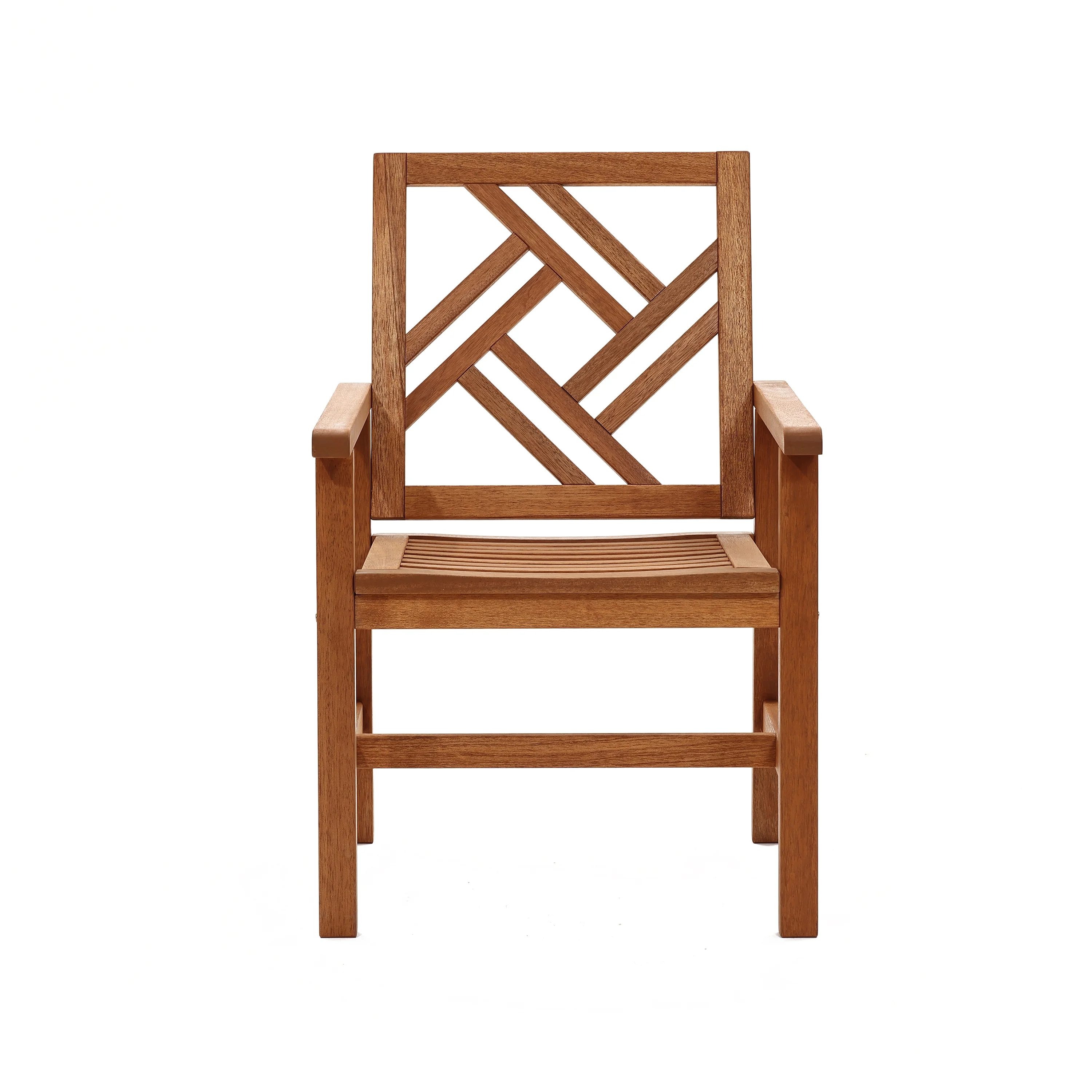 LuxenHome Carmel Solid Wood Outdoor Dining Chair, Set of 2