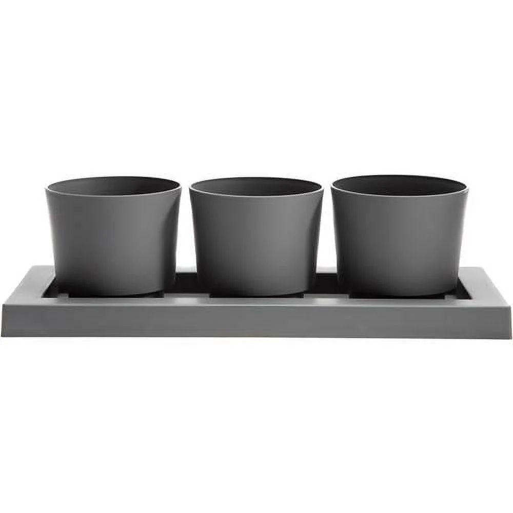 Trio Flight 3 Planter Pots W/Saucer Tray 14