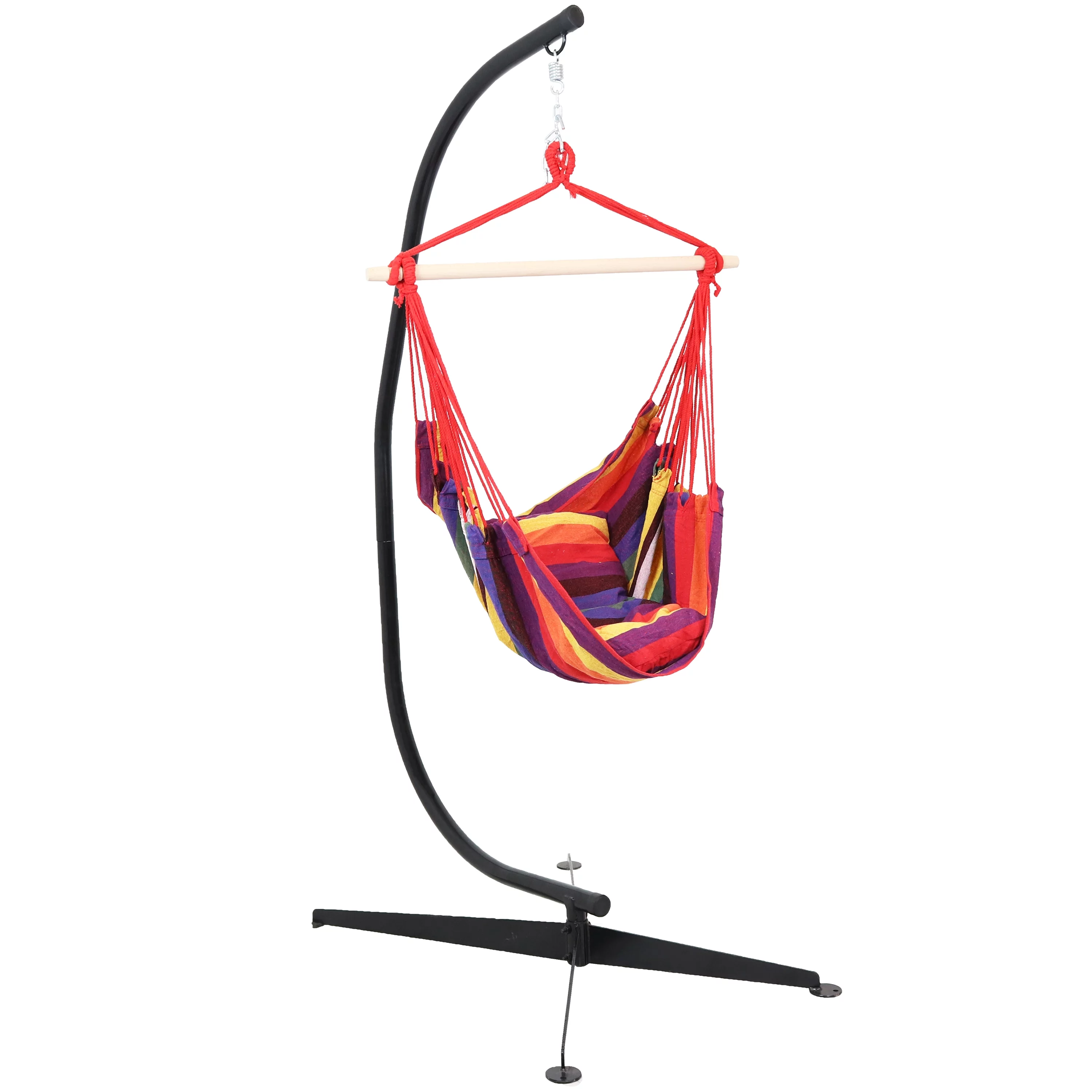 Sunnydaze Outdoor Hanging Hammock Chair and C-Stand Set - Sunset