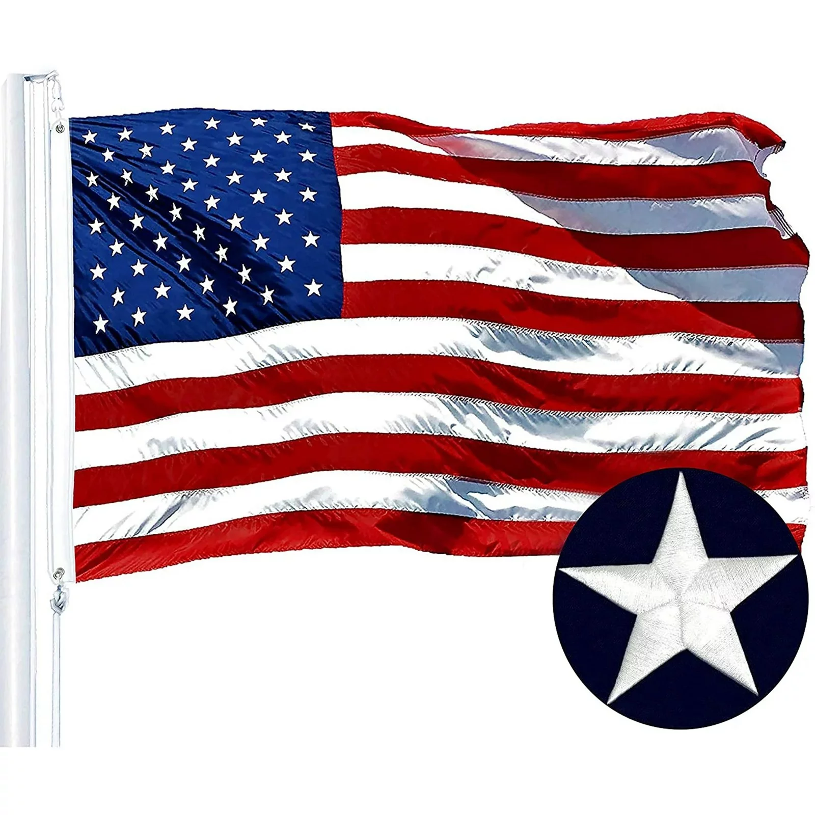 American Flag 3x5 Ft Outdoor USA Embroidered Star Stitched Stripe US Flags Heavy Duty Nylon With Brass For House Decor Bunting Bunting Flags Baby Home Flag Pole for Garden Easter Banner for Fireplace