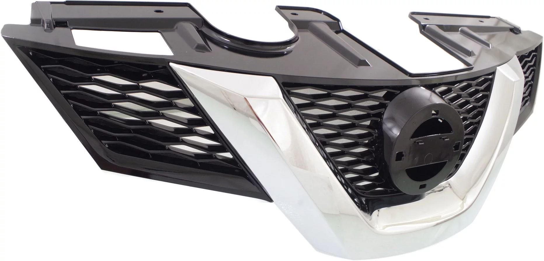 Grille Assembly Compatible with 2014-2015 Nissan Rogue Painted Black Shell and Insert