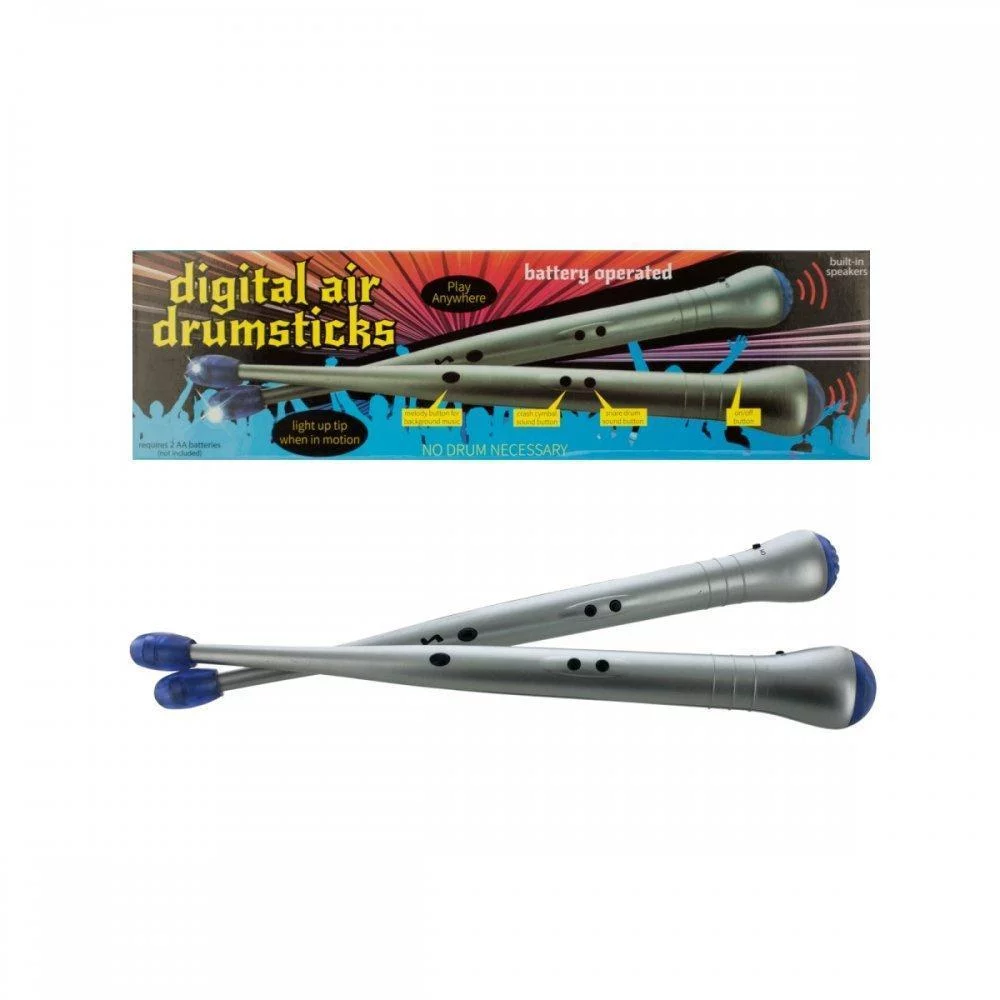 Bulk Buys OC872 Digital Air Drumsticks - Black, Blue, Silver Child