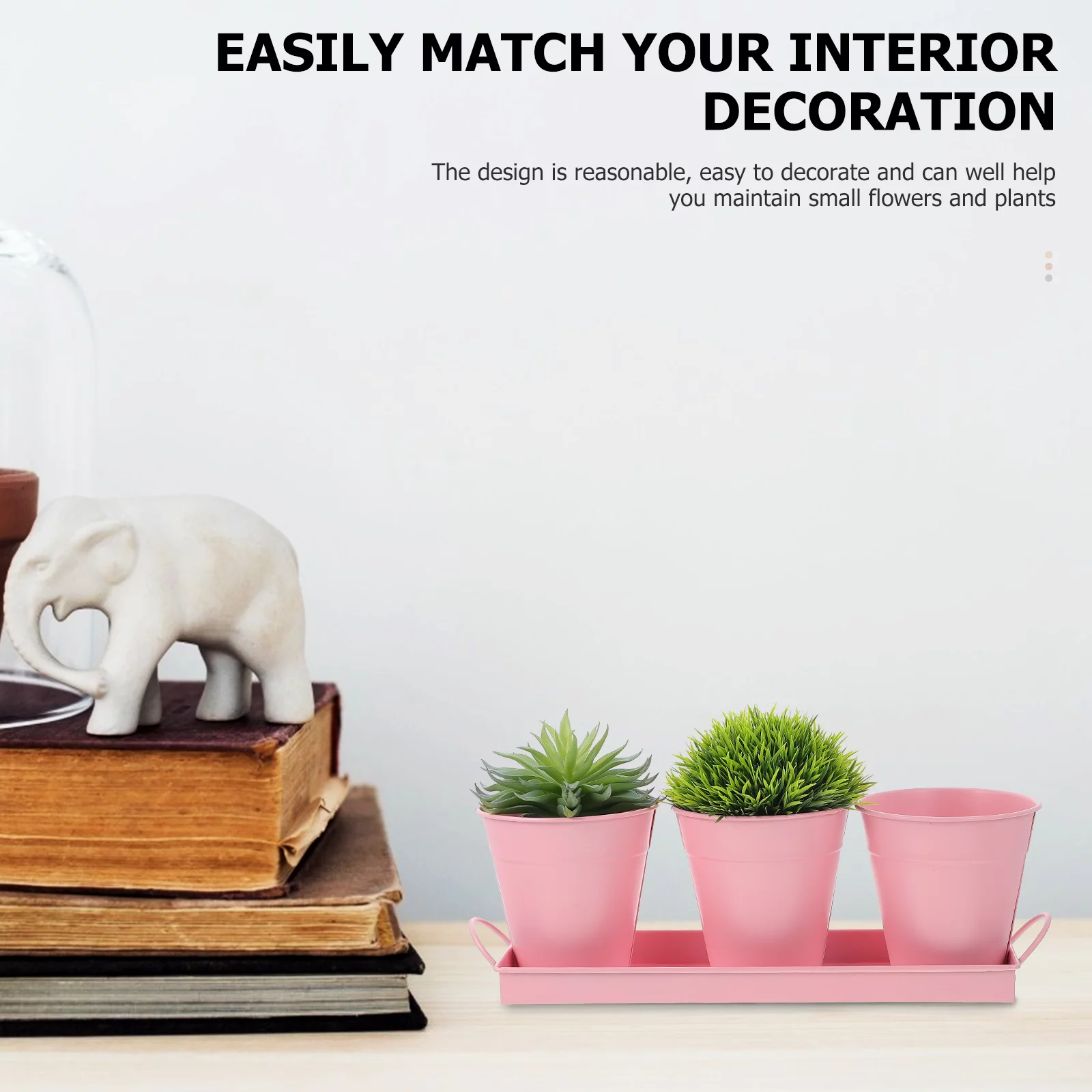 Tin Bucket Flower Pot with Tray Succulents French Planter Iron Gardening Bonsai Container