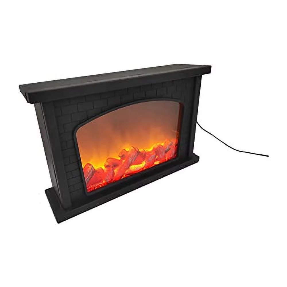 LED Fireplace Faux Flame, Rectangle Fireplace Lantern Portable Led Lantern Battery Operated and USB Operated 6 Hours Timer for Hanging Sitting Decoration Indoor & Outdoor( No Heater,11x4.7x8 Inch)