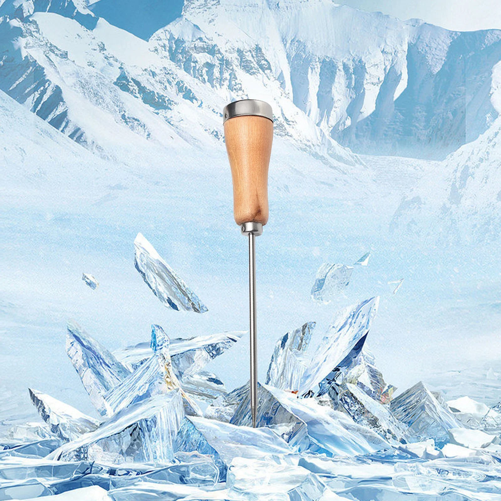 YDNGF Stainless Steel Single Fork Ice Single Fork Halberd Ice Chisel Stainless Steel Ice Pick with Wooden Handle, Pick Tool for Breaking Ice for Kitchen Tool