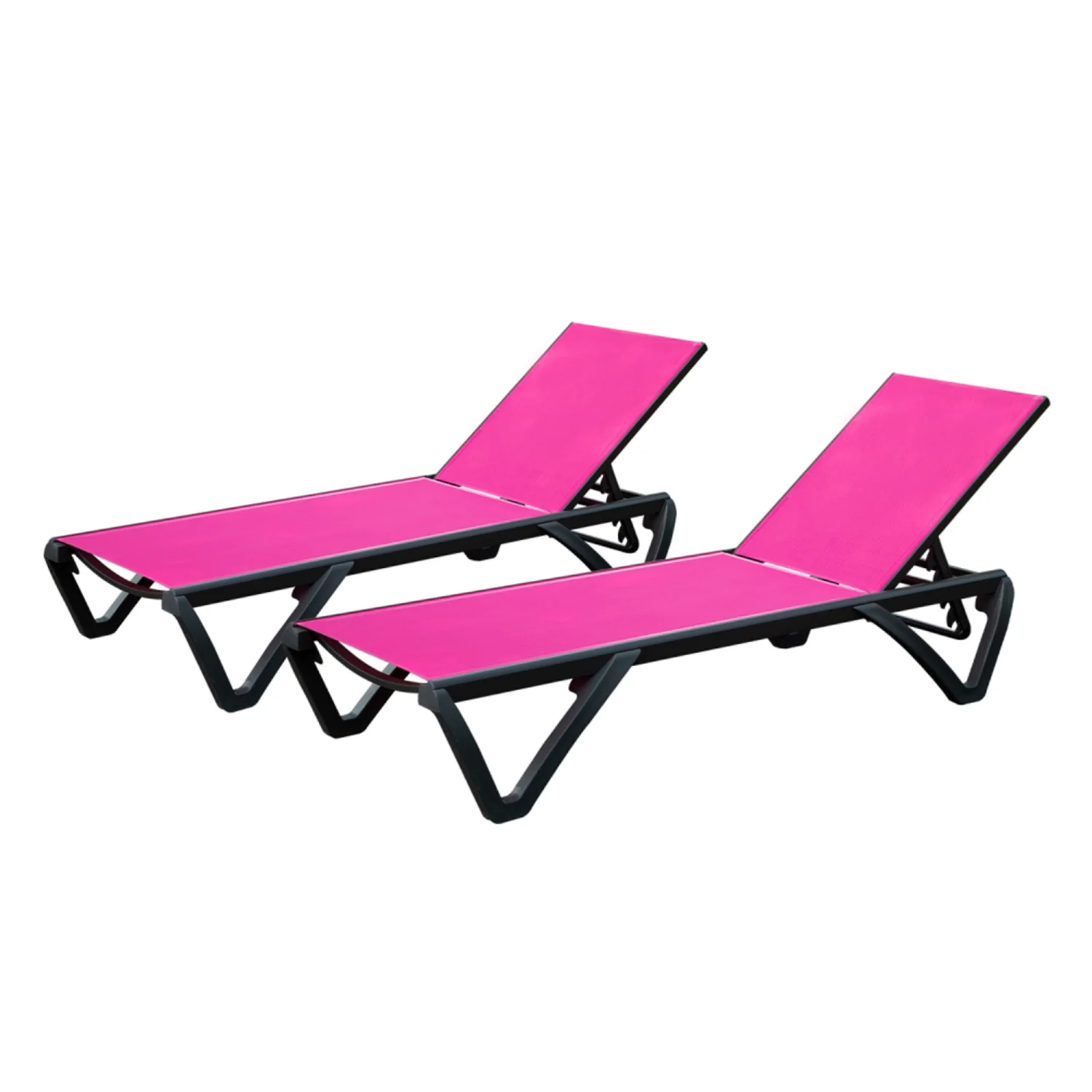 TQJKLFDY Outdoor Lounge Chair  2 Pieces Aluminum Plastic Patio Chaise Lounge with 5 Position Adjustable Backrest and Wheels  All Weather Reclining Chair for Outdoor  Beach  Yard  Pool  Ro