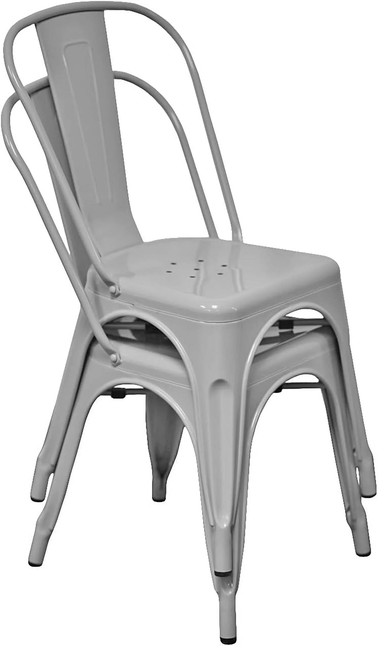 Group Stackable Metal Cafe Chair, Gray (Pack Of 2)