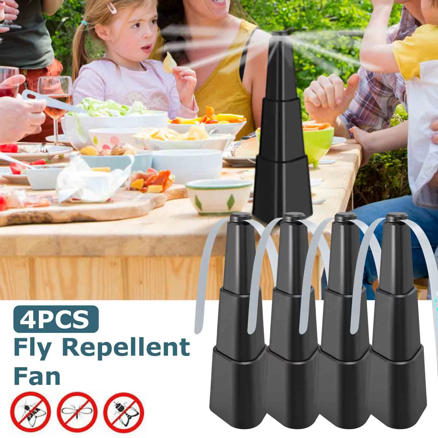 Fly Fans for Tables, iMounTEK 4 Pack Fly Repellent Battery Powered Bug Deterrent Fan for Restaurant Party Barbeque Outdoor Indoor