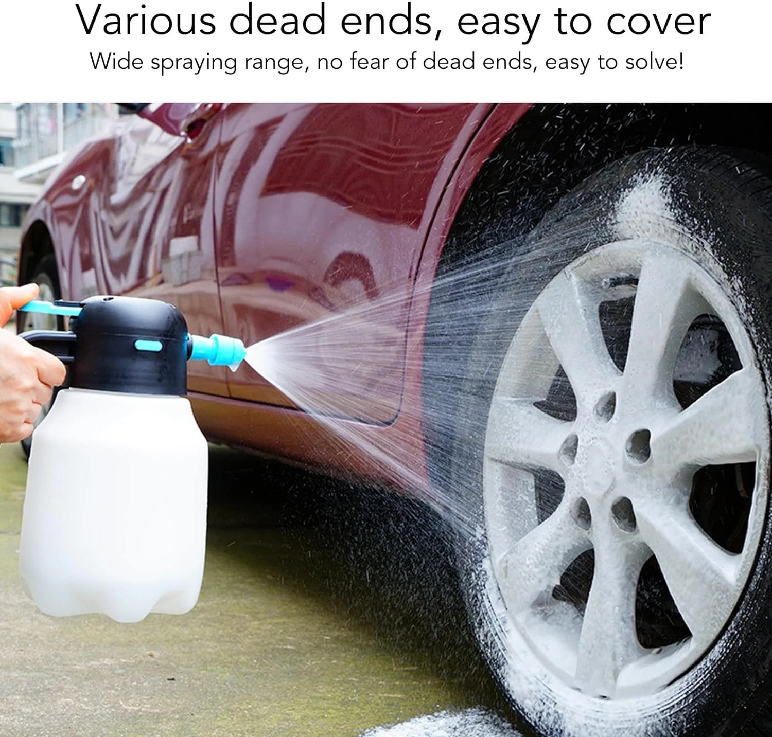 Handheld Foam Sprayer, 2000mAh 1.8L Cordless Pressurized PP Electric Foam Spray Bottle Foam Cannon for Car Washing Garden