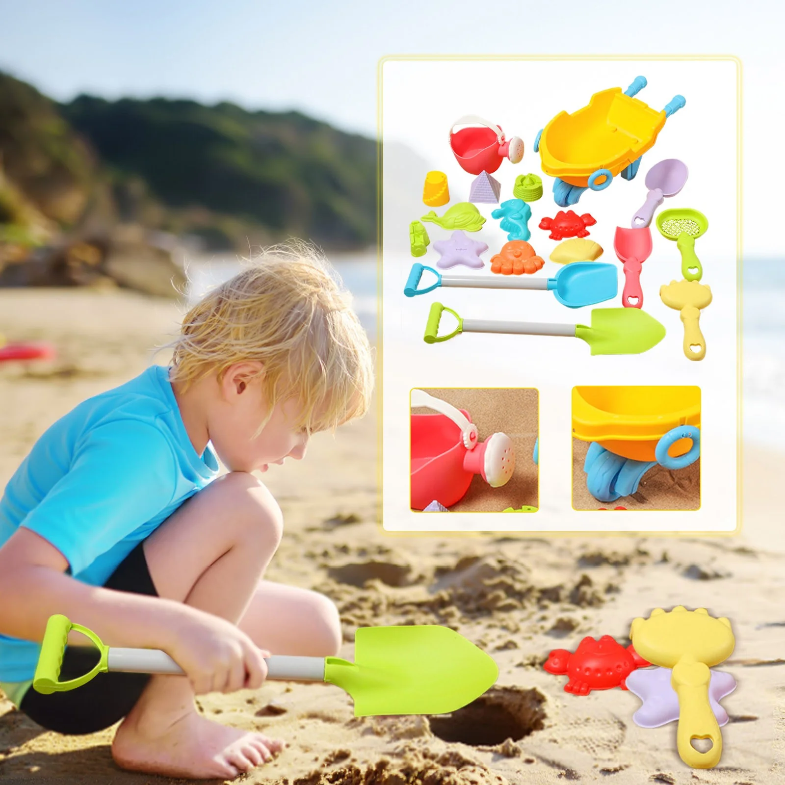 Fragarn Sand Toys For Kids Ages 4-10 Children's Beach Bucket Digging And Playing Sand Tool Set Sand Pool Beach Shovel ATV Beach Toy