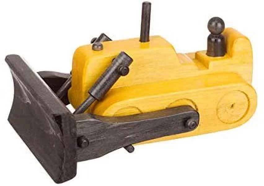 Amish-Made Wooden Bulldozer Toy, Yellow