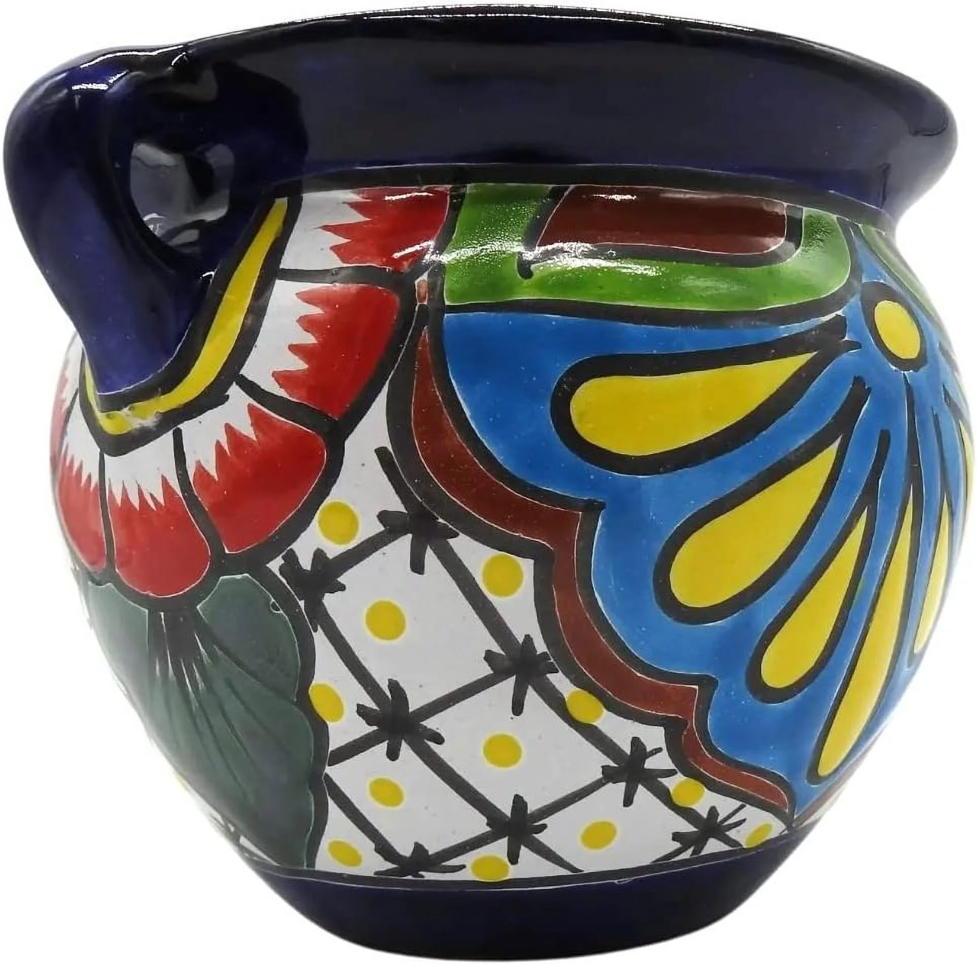 Michoacana Mini Planter #2 Hand Painted Indoor Outdoor Multi Colored Glazed