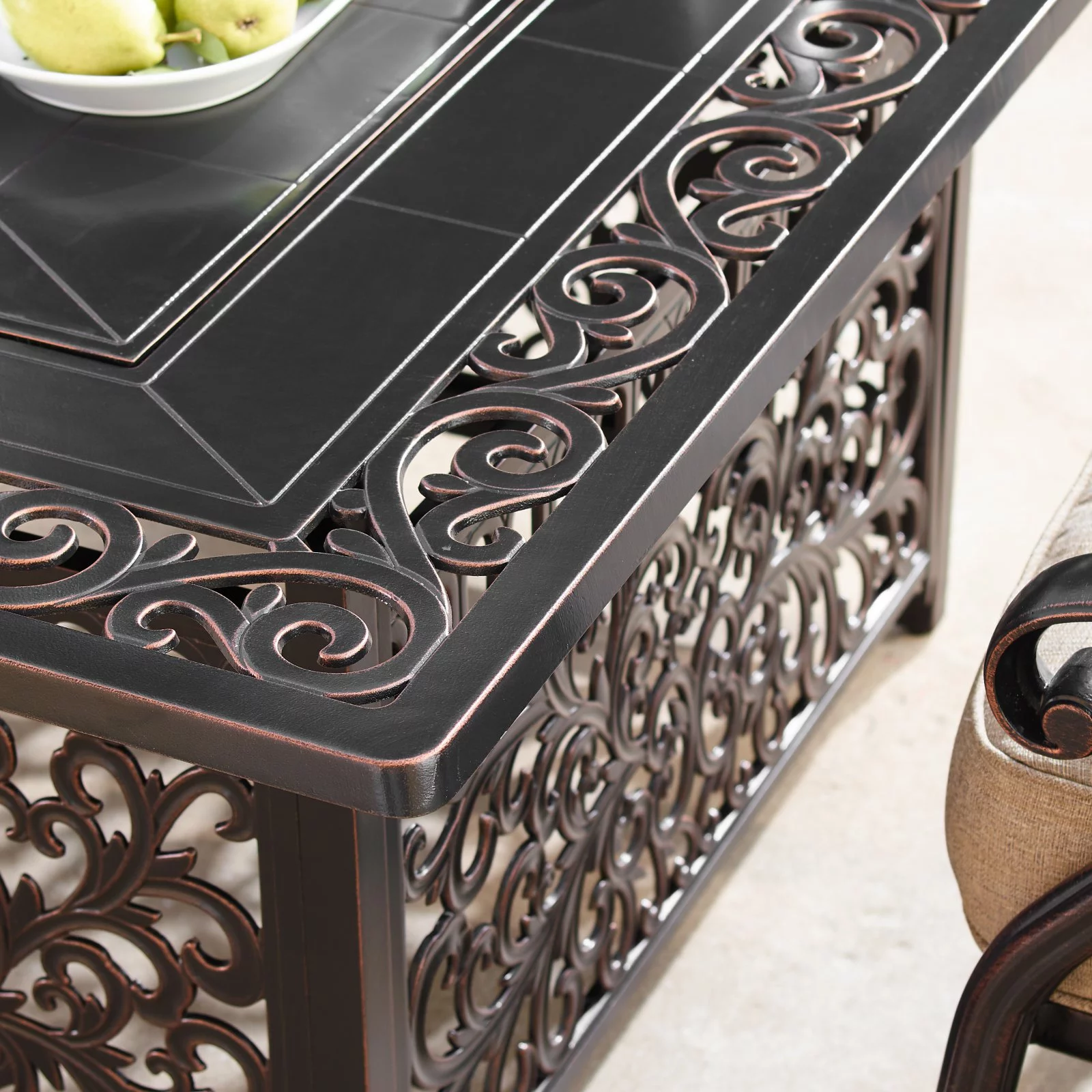 Oakland Living Rica Cabos Aluminum 5 Piece Propane Fire Pit Chat Set