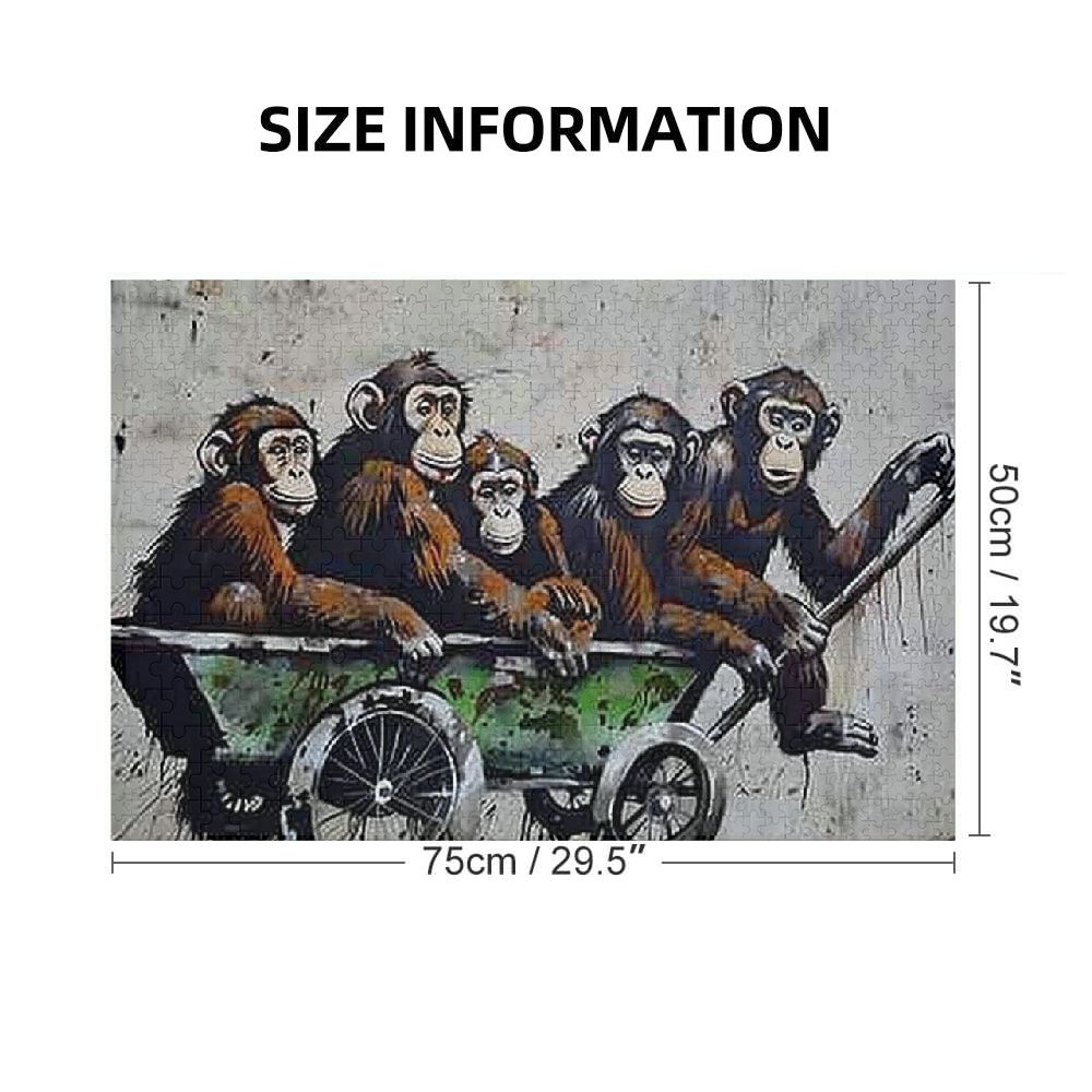 ONETECH Monkeys in Wooden Jigsaw Puzzle Impossible Wooden Puzzles Gift for Family Friends 1000 PCS