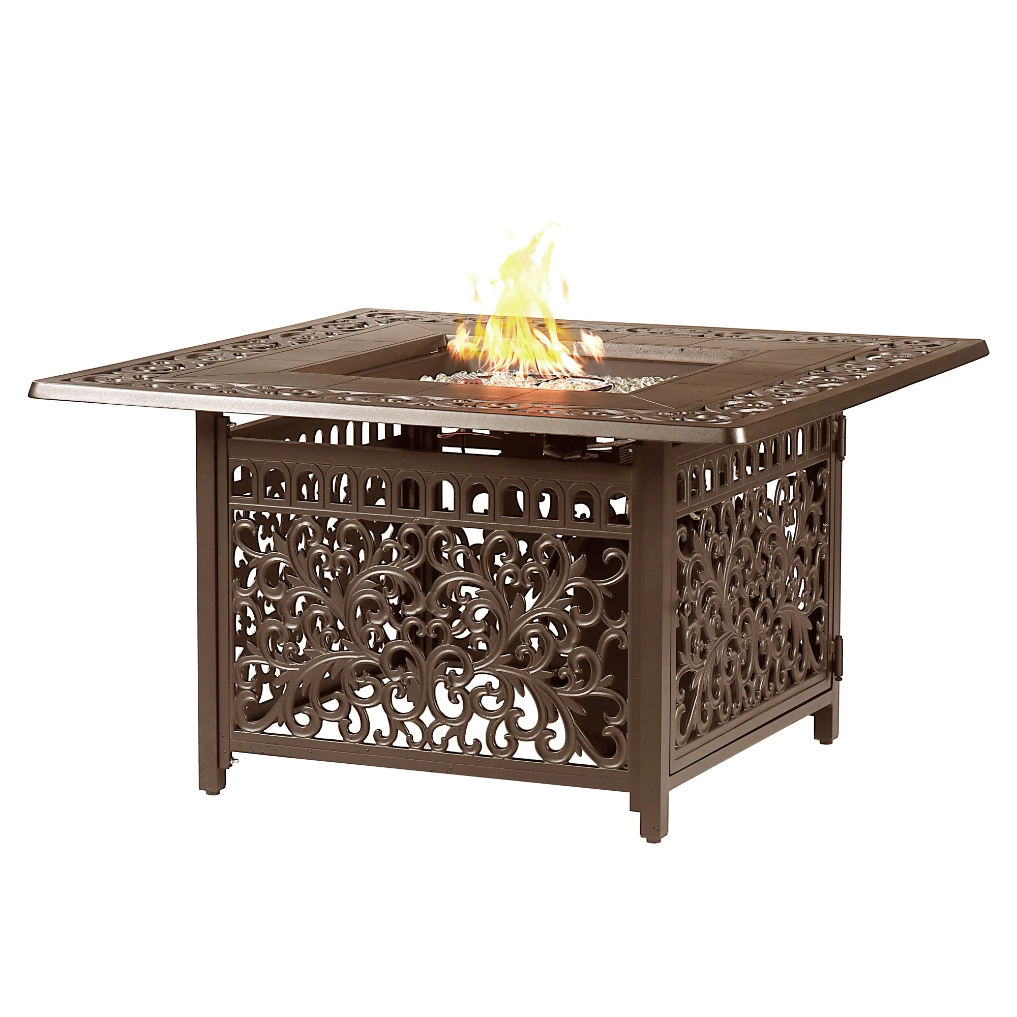 Aluminum 42-in Square Propane Fire Table with Beads, Covers and Lid