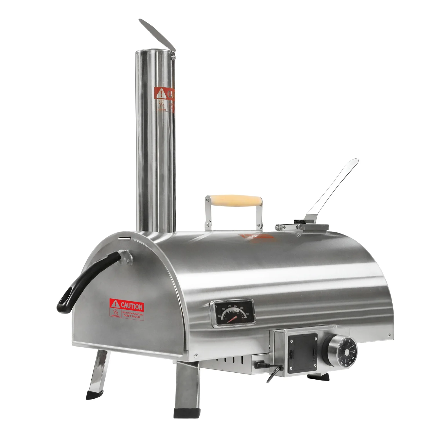 Convenient Portable Stainless Steel Outdoor Pizza Oven with Rotatable Design and Automatic Functionality - Built-in Thermometer for Perfect Results Every Time - Handy Pizza Cutter Include