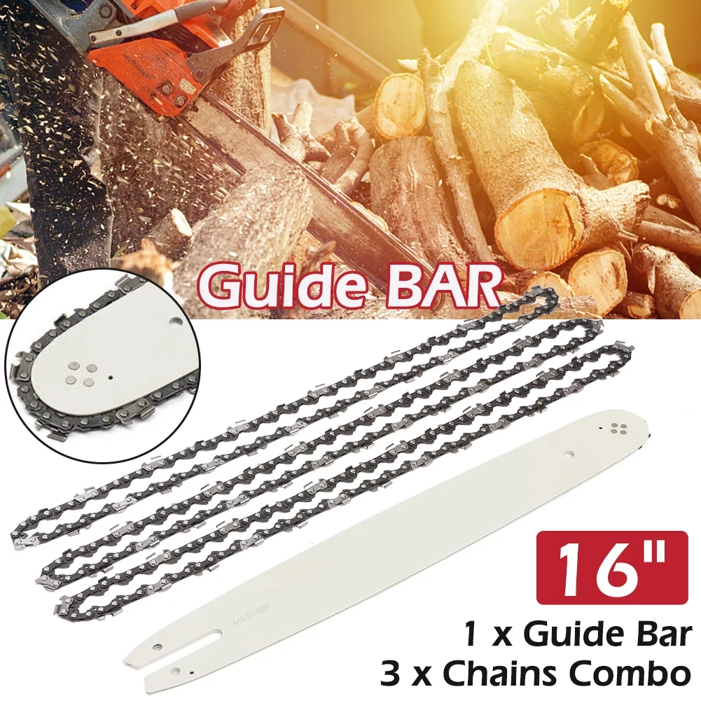 QueenTrade 16'' Bar+3 Chainsaw Chains 3/8LP for 16'' STIHL 009 012 021 E180 MS180 190 250