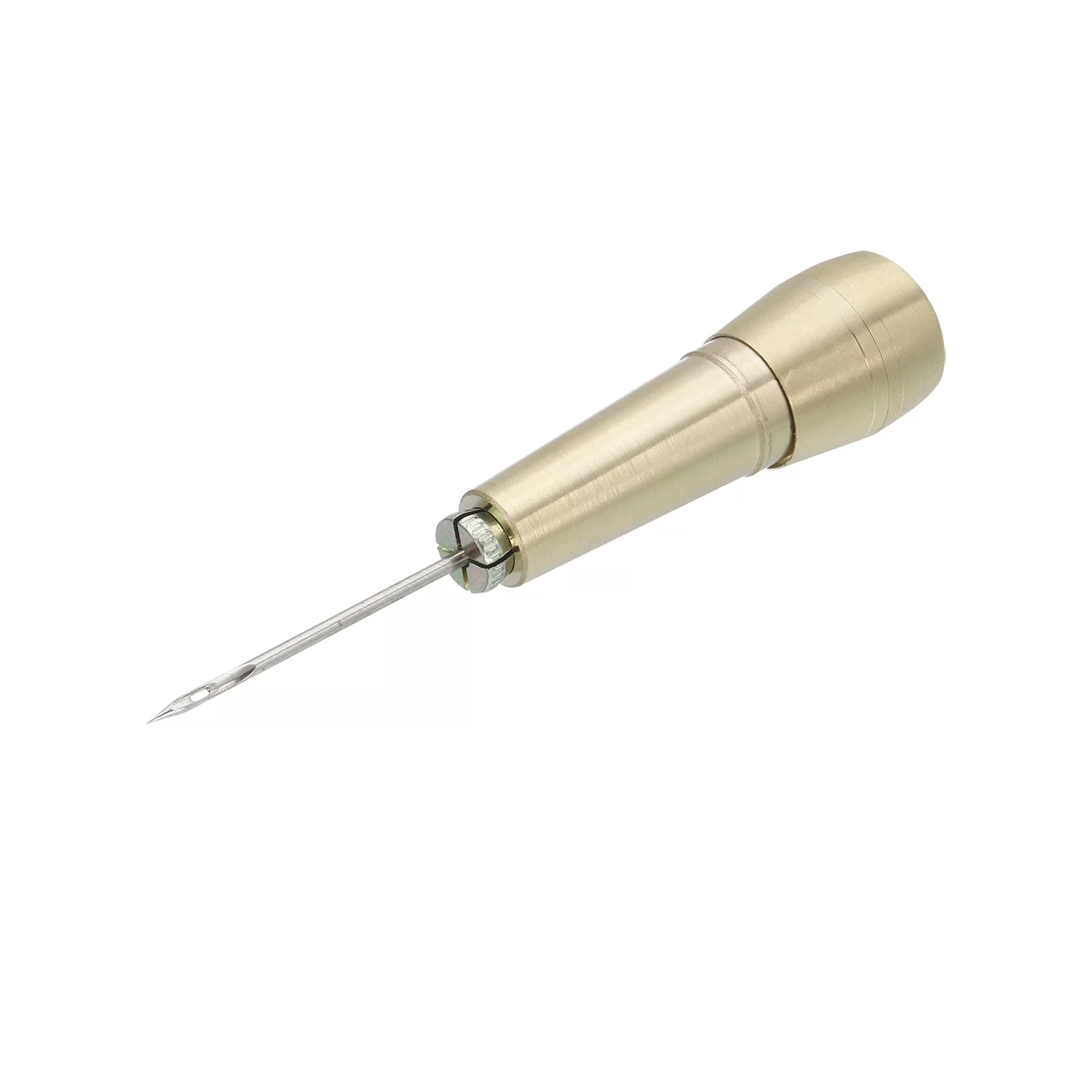 Uxcell Shoe Repair Tool Sewing Set with White Lines Thread, Straight Needle Sewing Awl, Copper Handle 3in1 Set