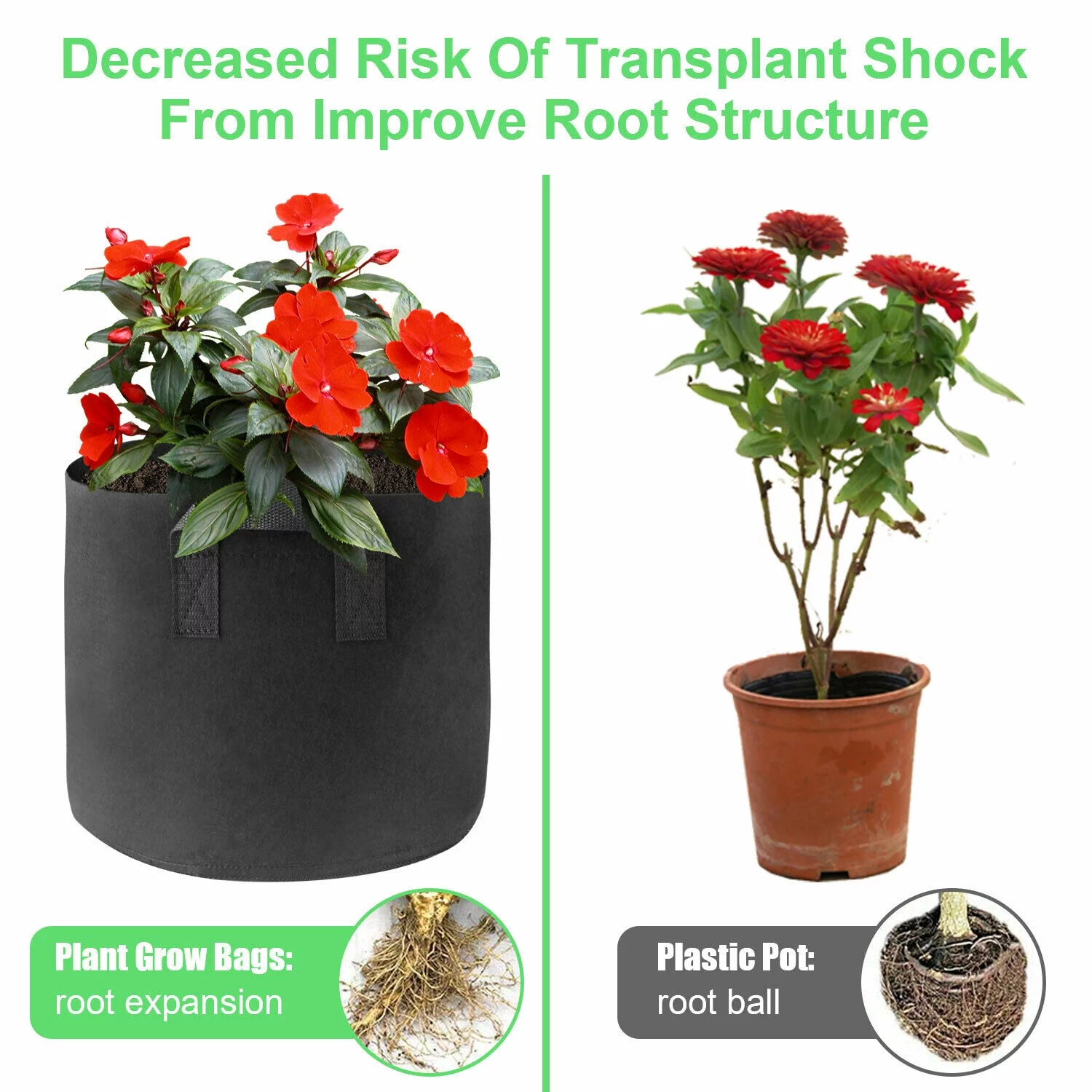 ZARLBOL 10 Pack 2 Gallon Plant Grow Bags, Heavy Duty Nonwoven Plant Fabric Pots with Handles