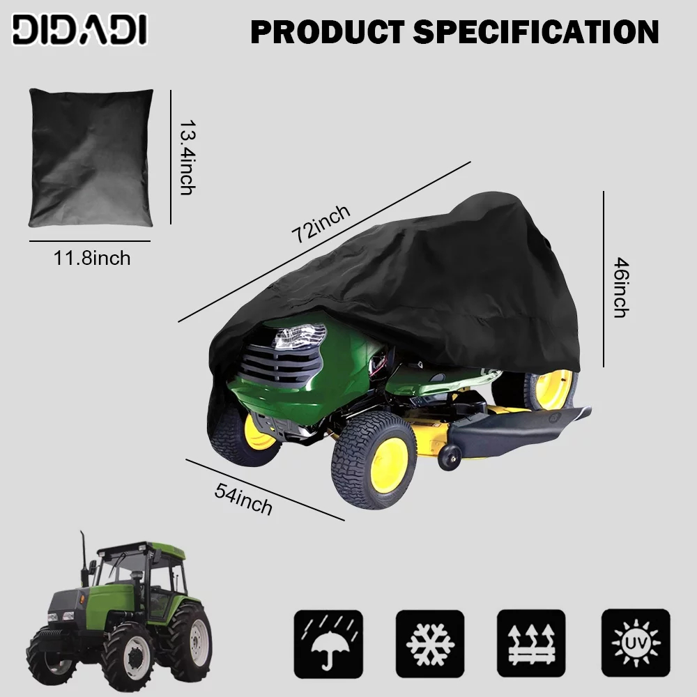 Waterproof Lawn Mower Cover,DIDADI Windproof Adjustable Riding Lawn Mower Covers,Tear-Resistant Heavy Duty Lawn Tractor Cover for Winter Outdoor,Universal Fit Anti UV Protector for Weeder