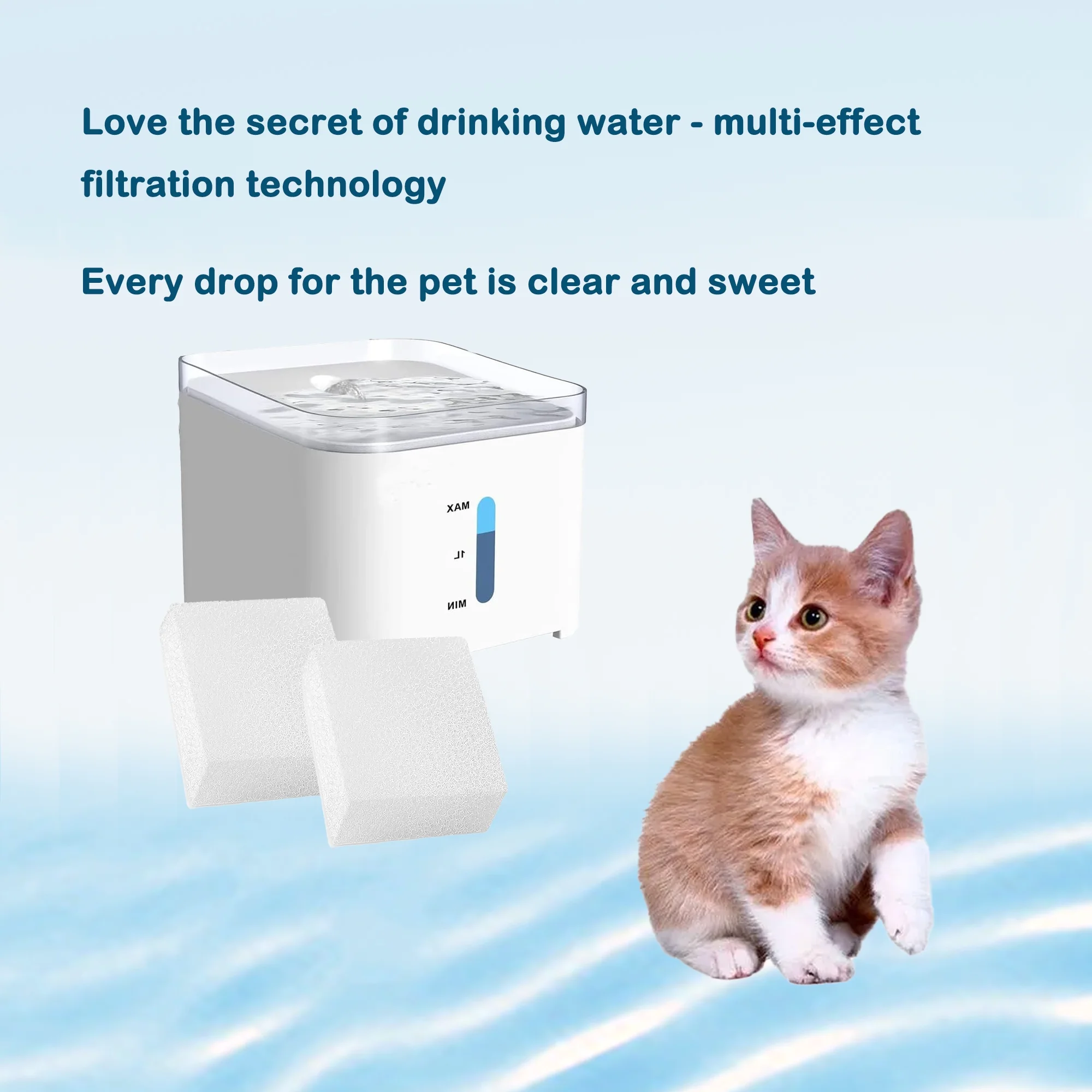 Delapan 18 Replacement Pre-Filter Sponges Fit for 67oz/2L Pet Cat Water Fountain Dog Water Bowl Dispenser