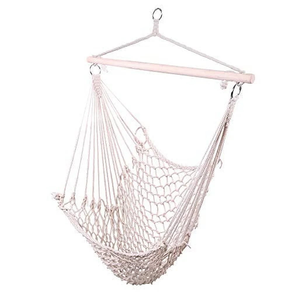 Hammock Chair Cotton Hanging Rope Hammock Distinctive Hanging Rope Air/Sky Chair Swing for Indoor Outdoor Garden Yard Beige (2 pcs)