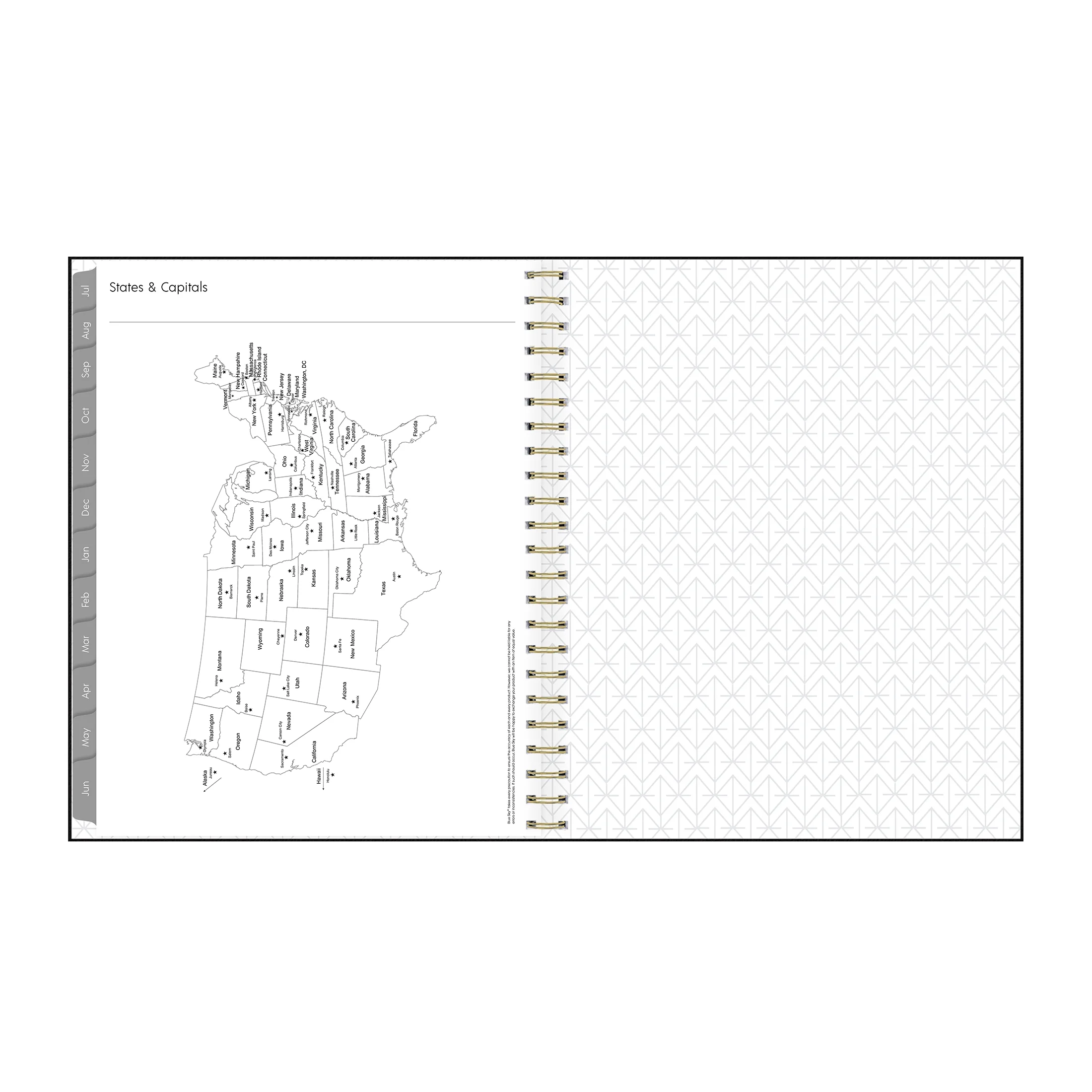 2024-25 Weekly Monthly Concealed Wire Planner, 8.5x11, by Blue Sky, Black