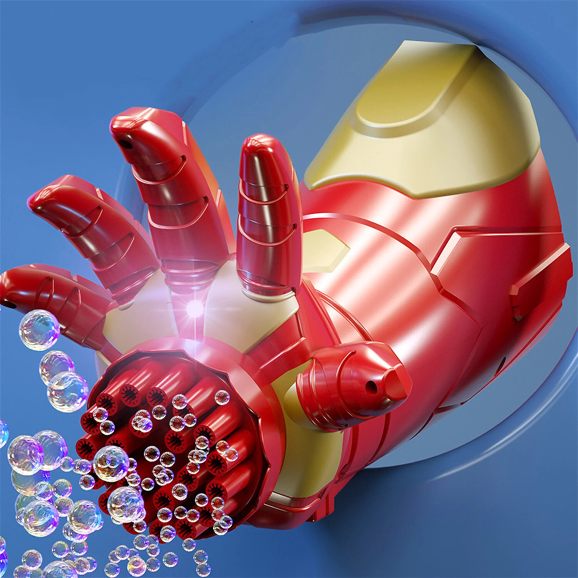 Litotail Kids Iron Hand Man Bubble Blaster Bubble Gun Superhero Toy with LED Light Bubble Blower for Kids Birthday Gift Age 3+