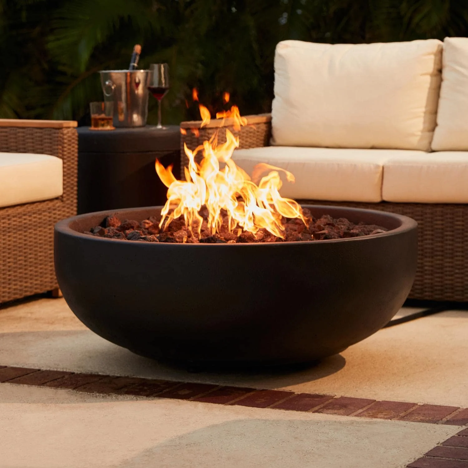 Blaze 38-Inch Round Concrete Propane Fire Bowl in Phantom