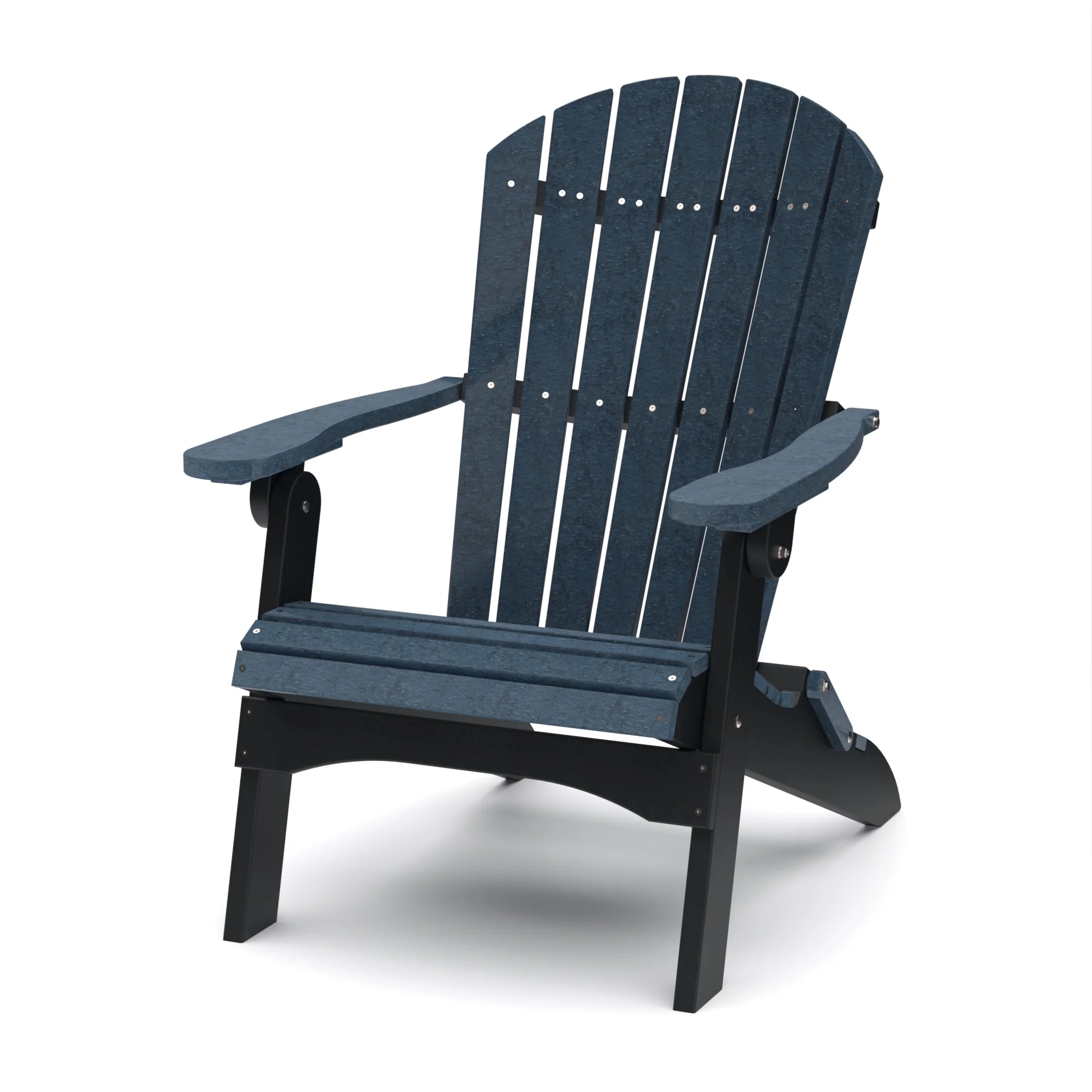 Wildridge Heritage Folding Adirondack Chair, Patriot Blue and Black, Outdoor Weather Resistant Poly Patio Furniture