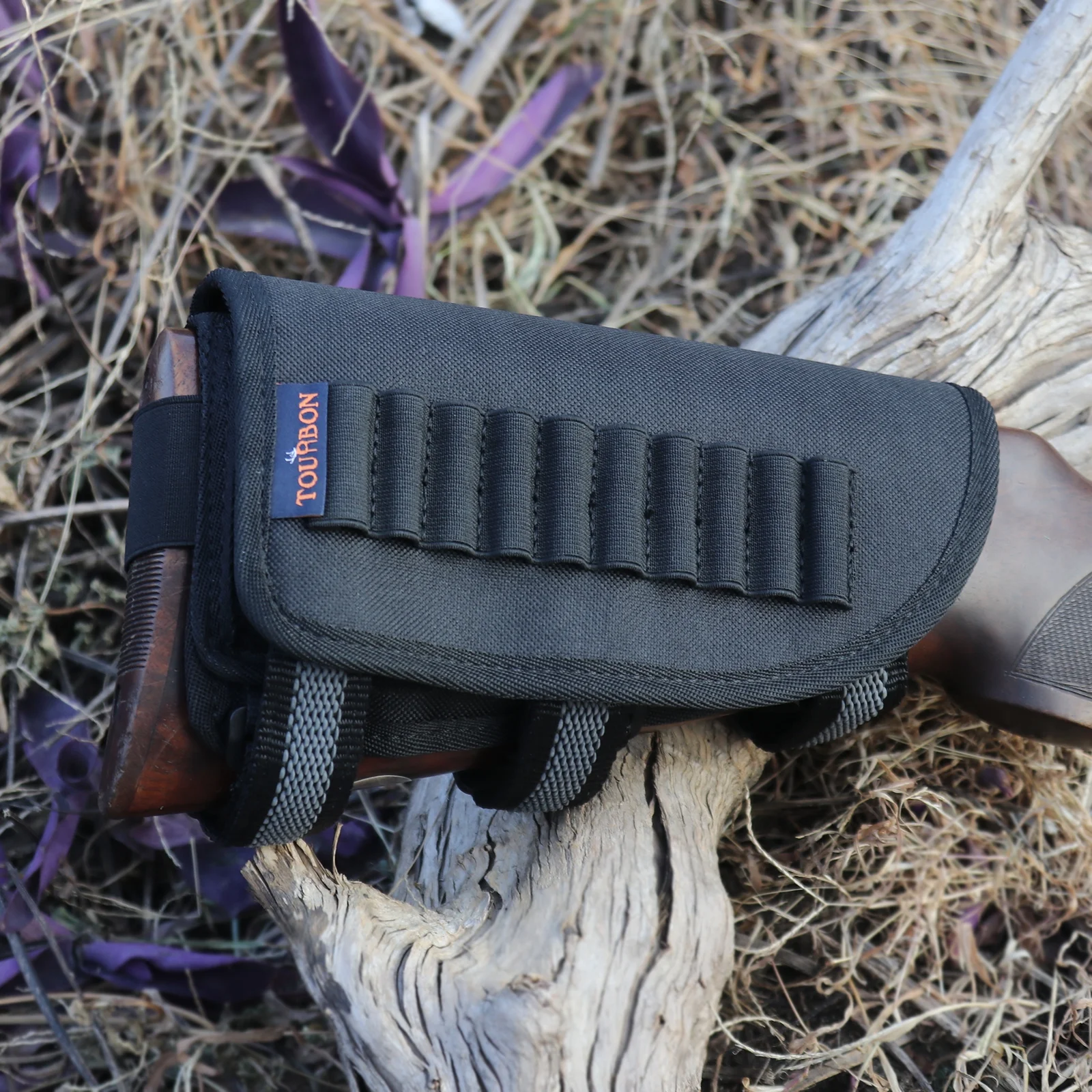 TOURBON Rifle Cheek Weld Riser Rest Comb Raiser with Ammo Holder Shooting Nylon Neoprene-Green/Black