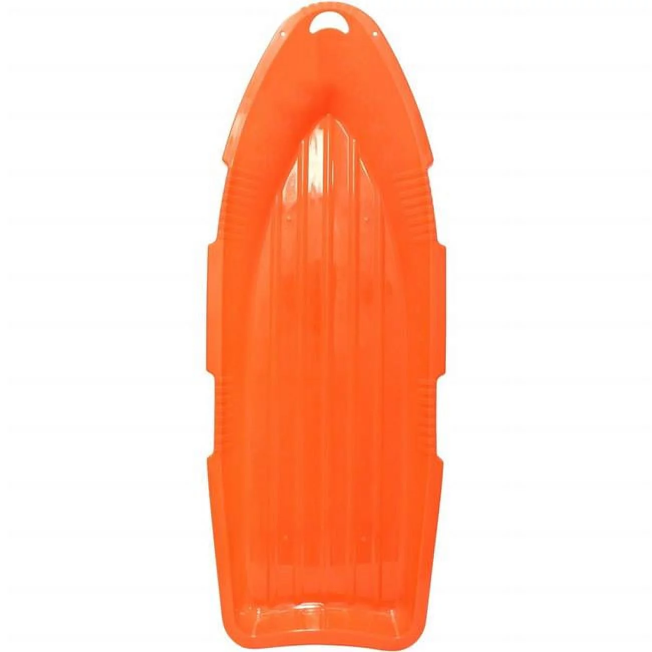 48 in. Day Glow Sno Cruiser Toboggan Two-Rider Sled Tough Polyresin, Diamond Polished Bottom - Hot Orange